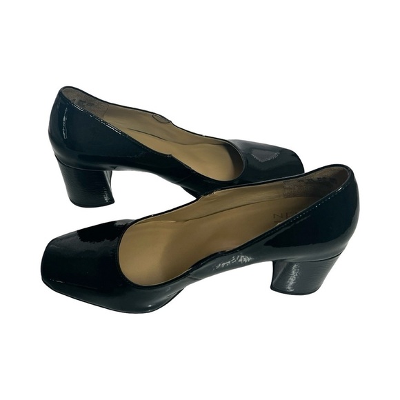 NATURALIZER Patent Leather Square Toe Black Pumps Sz 8 - Picture 2 of 6